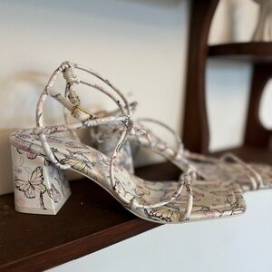 ALDO Astryd Butterfly Print Strappy Sandals | Size 8 | Square Toe Block Heel
